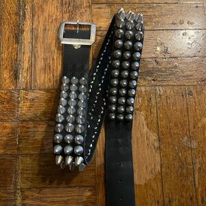Studded Black Leather Belt